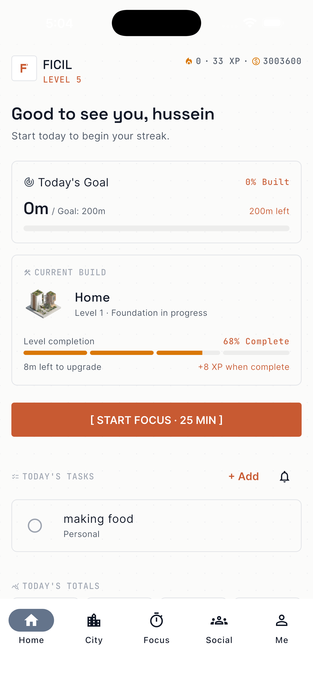 FICIL home screen